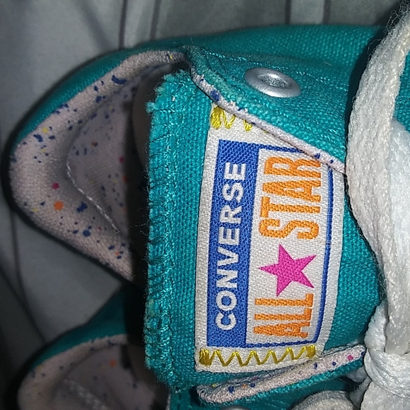 Junior Size Aqua Spots Converse - Picture 3 of 10